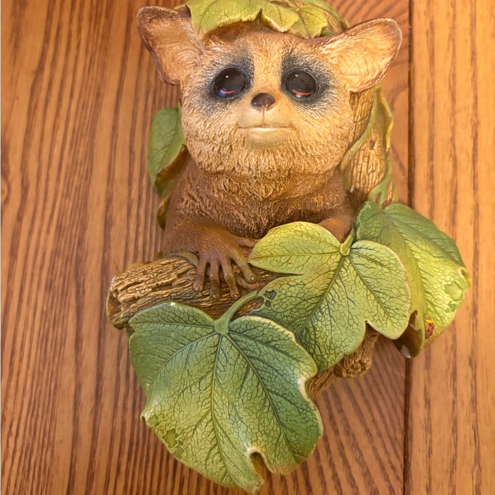 Vintage Bossons Chalkware Raccoon on Tree Wall Plaque by Congleton  + ladybug
